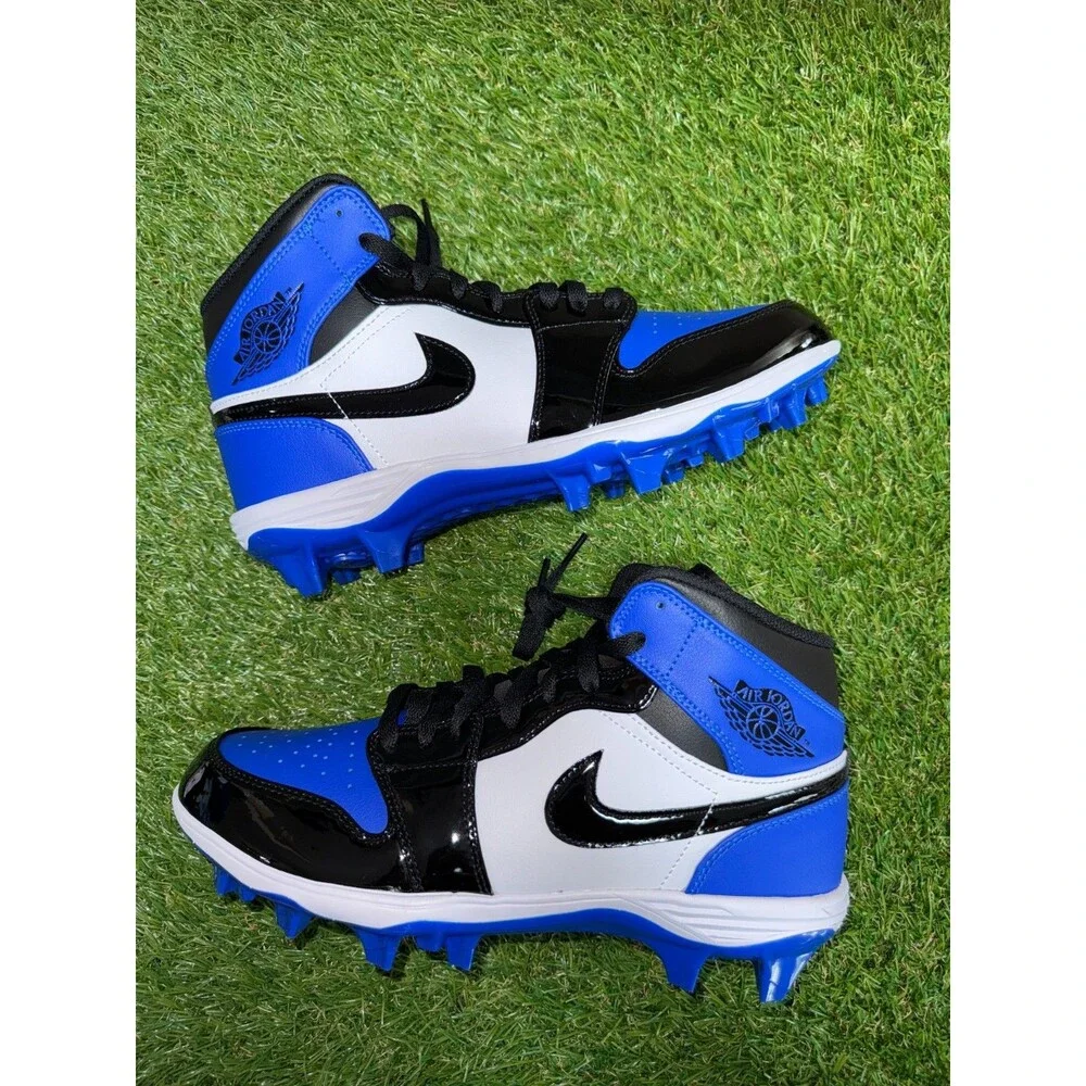 Nike Jordan 1 Mid TD Football Cleats Game Royal/Black Men's Size 9 FJ6805 401